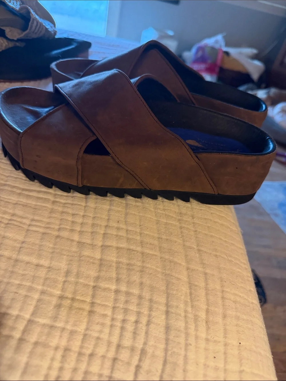 Free People Jeffrey Campbell brown Sandals Gold Logo